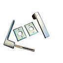 086 MANIJA DOBLE BALANCIN BISELADA ALUMINIO C/ROSETA DE CHAPA